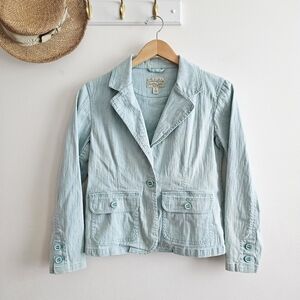 Cabela’s Pastel Blue Textured Blazer Jacket Women’s Small Cotton Stretch